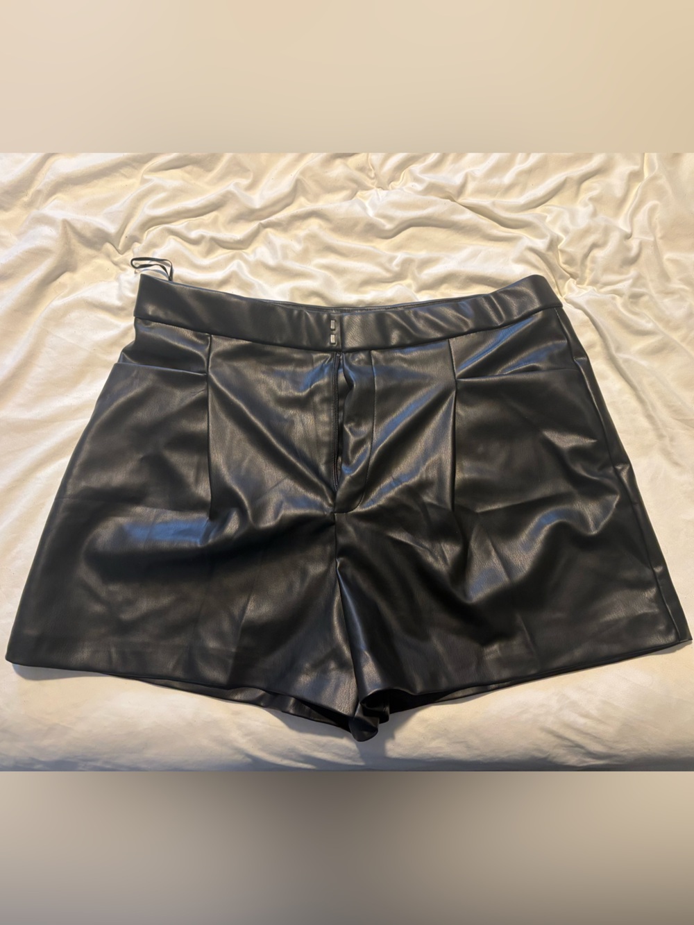 Black Faux Leather High-Waist Mini Short